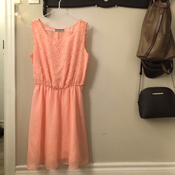 Peach Mini/Midi Sleeveless Floral Dress - Picture 1 of 1